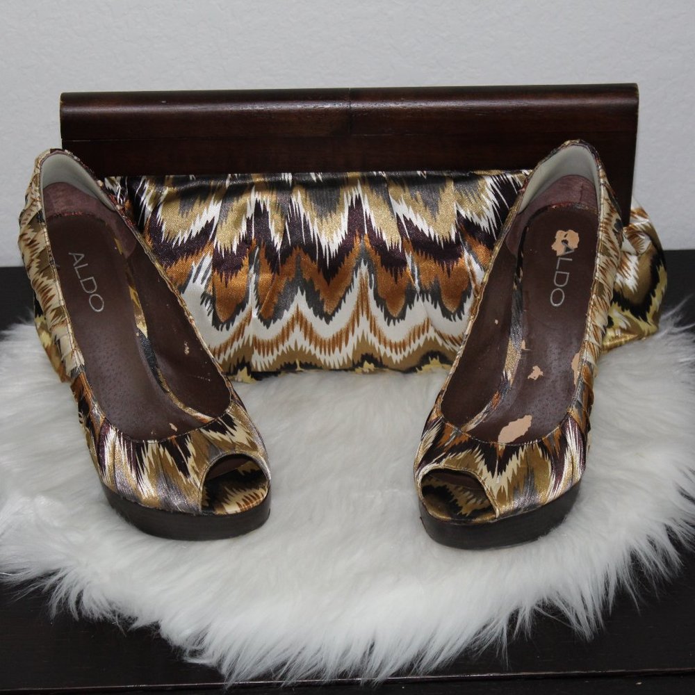 Aldo High Heel Platform Open Toe Size 8 (Bag not included)